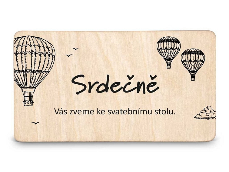 Dřevěná pozvánka ke stolu BALÓNY
