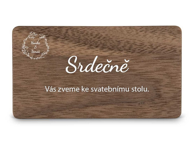 Dřevěná pozvánka ke stolu BOHO STYLE