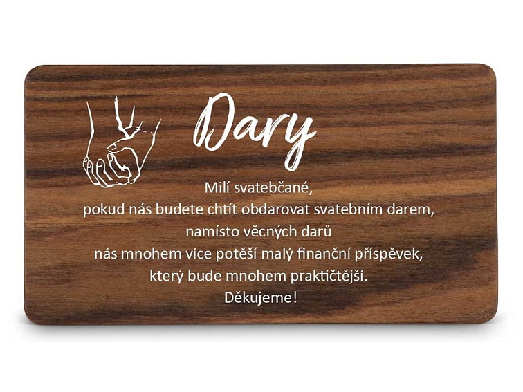 Dřevěná kartička DARY - ADULT HANDS