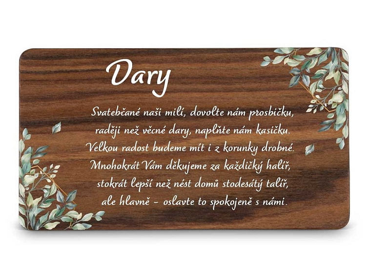 Dřevěná kartička DARY - ŠESTIHRAN LISTY