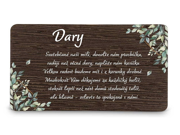 Dřevěná kartička DARY - ŠESTIHRAN LISTY
