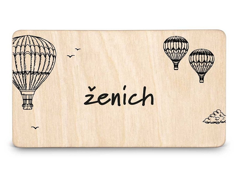 Dřevěná zasedací kartička BALÓNY