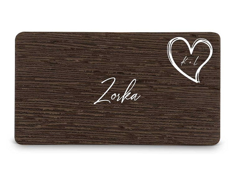 Dřevěná zasedací kartička SRDCE