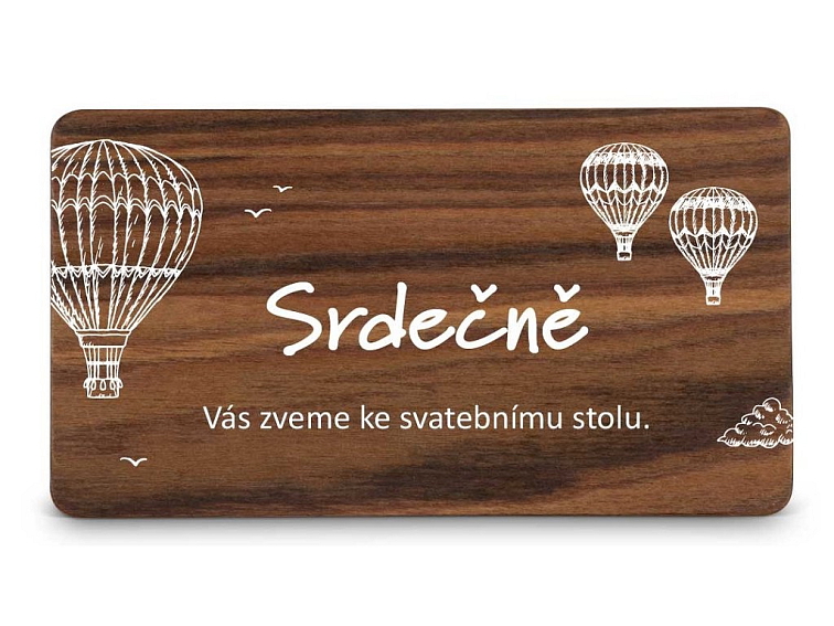 Dřevěná pozvánka ke stolu BALÓNY