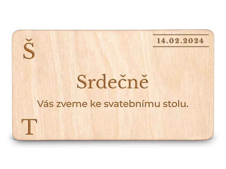 Dřevěná kartička DARY - SRDCE