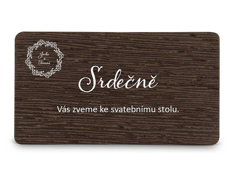 Dřevěná pozvánka ke stolu BOHO