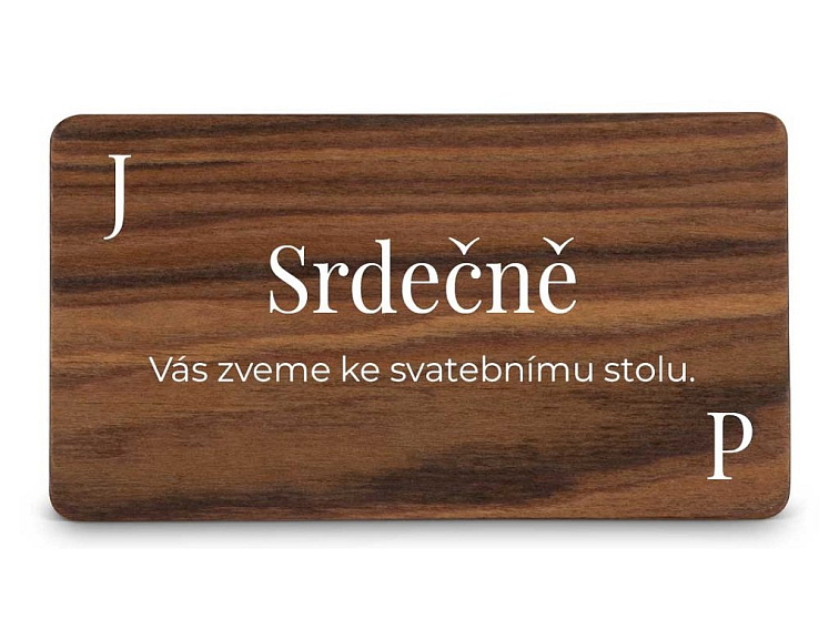 Dřevěná pozvánka ke stolu JMÉNO