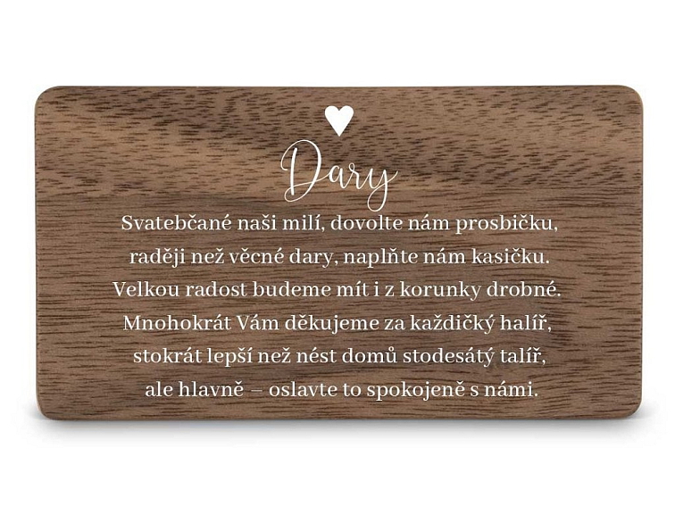 Dřevěná kartička DARY - LINE