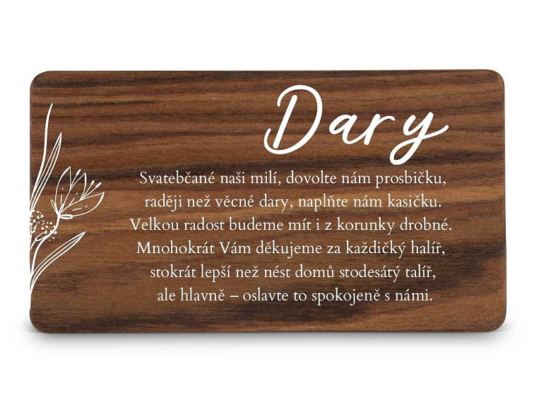 Dřevěná kartička DARY - SNĚŽENKA