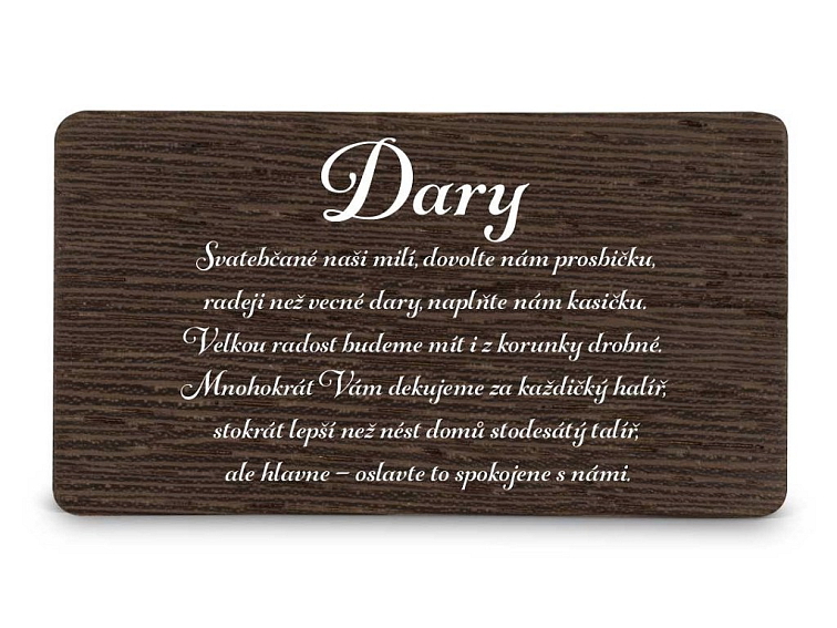 Dřevěná kartička DARY - DOT