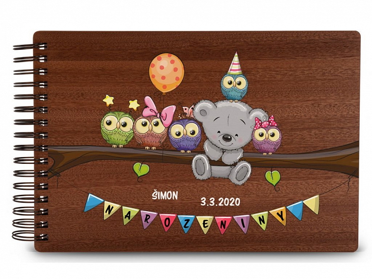 Dřevěné dětské fotoalbum MEDVĚD