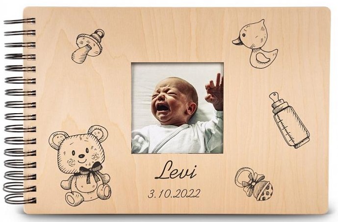 Dřevěné dětské fotoalbum FOTO