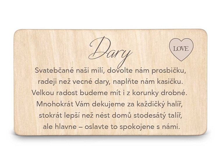 Dřevěná kartička DARY - ROZKVĚT