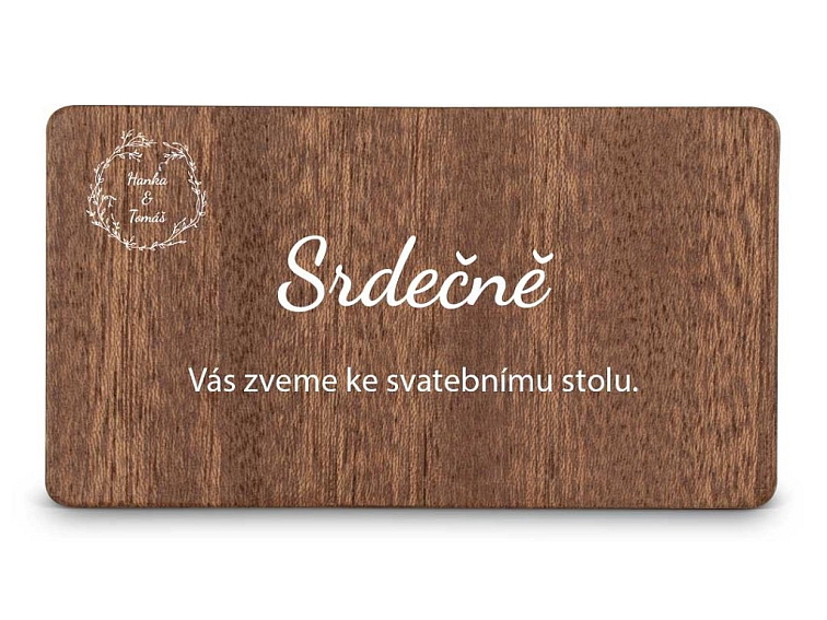Dřevěná pozvánka ke stolu BOHO STYLE