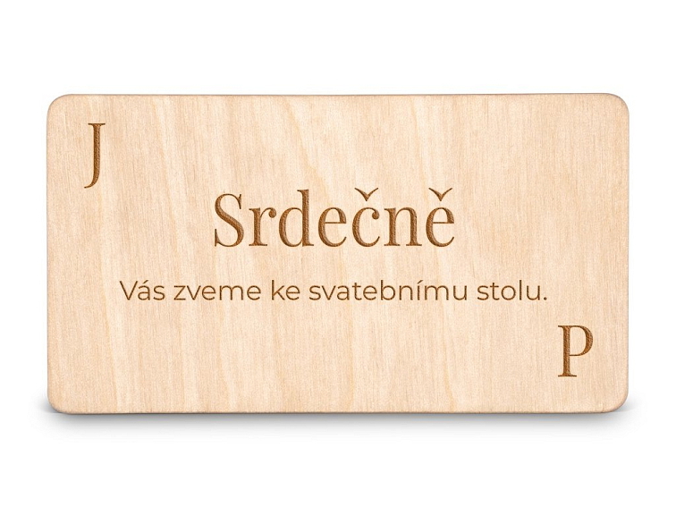 Dřevěná pozvánka ke stolu JMÉNO