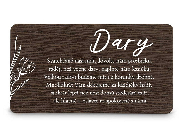 Dřevěná kartička DARY - SNĚŽENKA