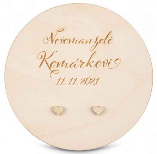 Dřevěná podložka pod prstýnky TEXT