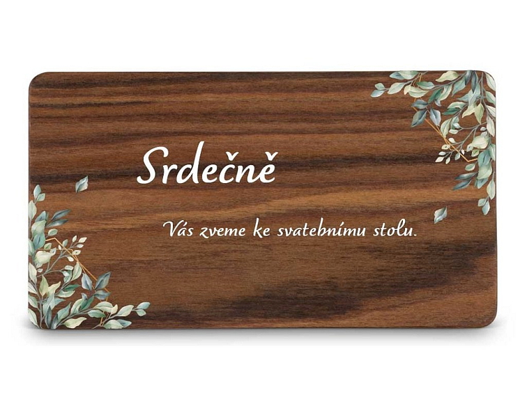 Dřevěná pozvánka ke stolu ŠESTIHRAN LISTY