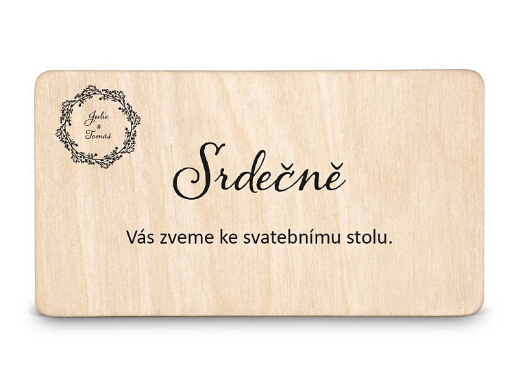 Dřevěná pozvánka ke stolu BOHO