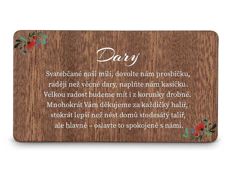 Dřevěná kartička DARY - FOLK