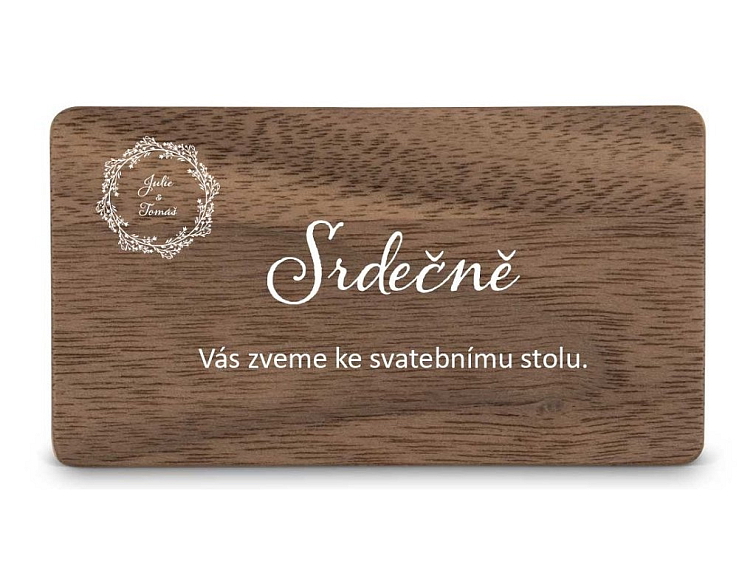 Dřevěná pozvánka ke stolu BOHO