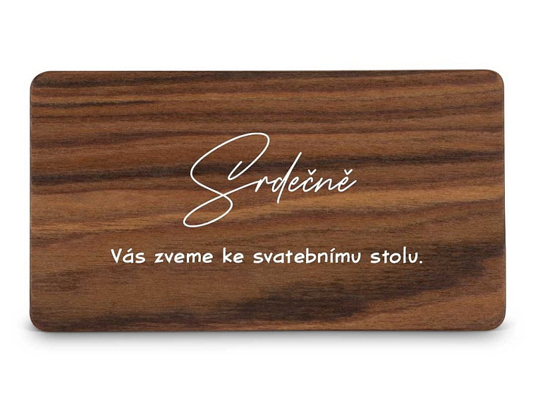 Dřevěná pozvánka ke stolu TEXT