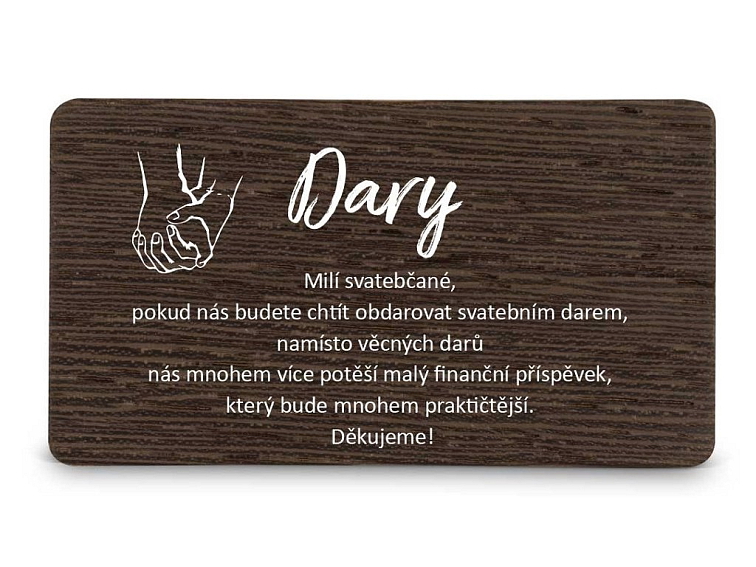 Dřevěná kartička DARY - ADULT HANDS