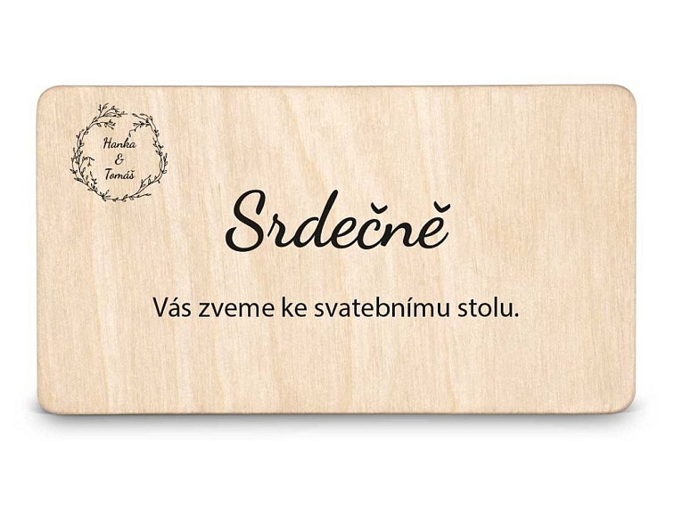 Dřevěná pozvánka ke stolu BOHO STYLE