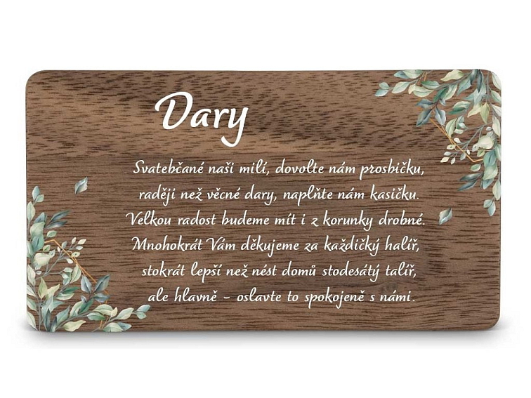 Dřevěná kartička DARY - ŠESTIHRAN LISTY