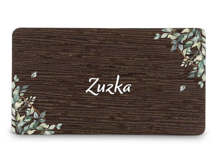 Dřevěná zasedací kartička - ŠESTIHRAN LISTY