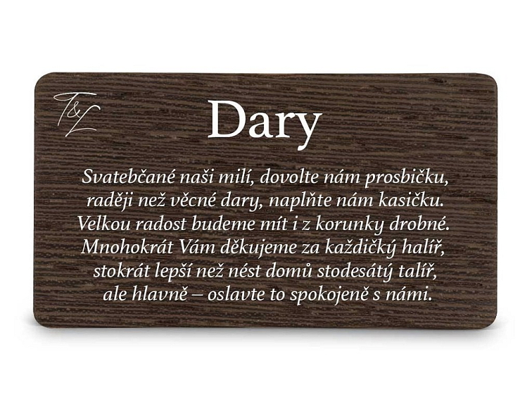 Dřevěná kartička DARY - EASY
