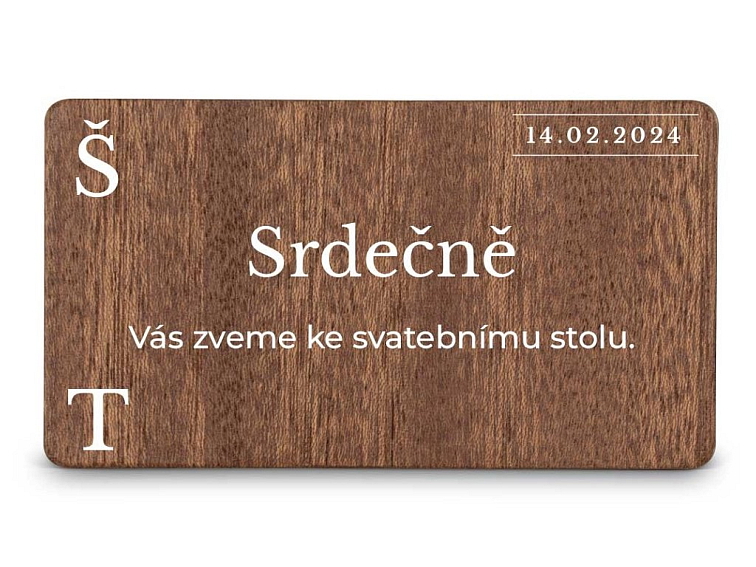 Dřevěná kartička DARY - SRDCE