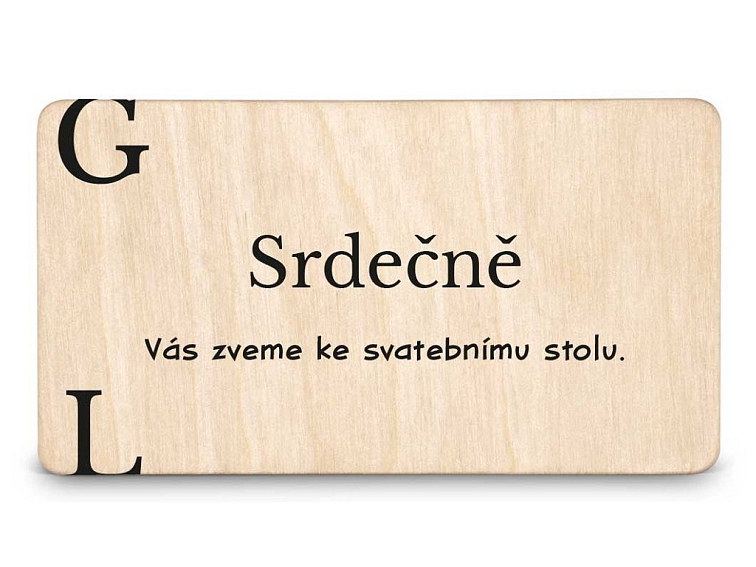 Dřevěná pozvánka ke stolu PÍSMENA