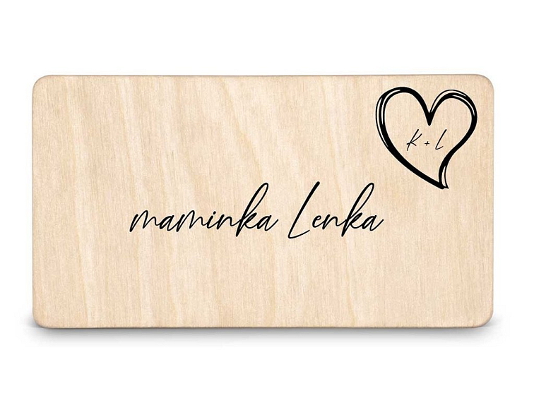 Dřevěná zasedací kartička SRDCE