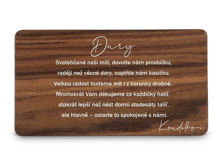 Dřevěná kartička DARY - VĚTVIČKA