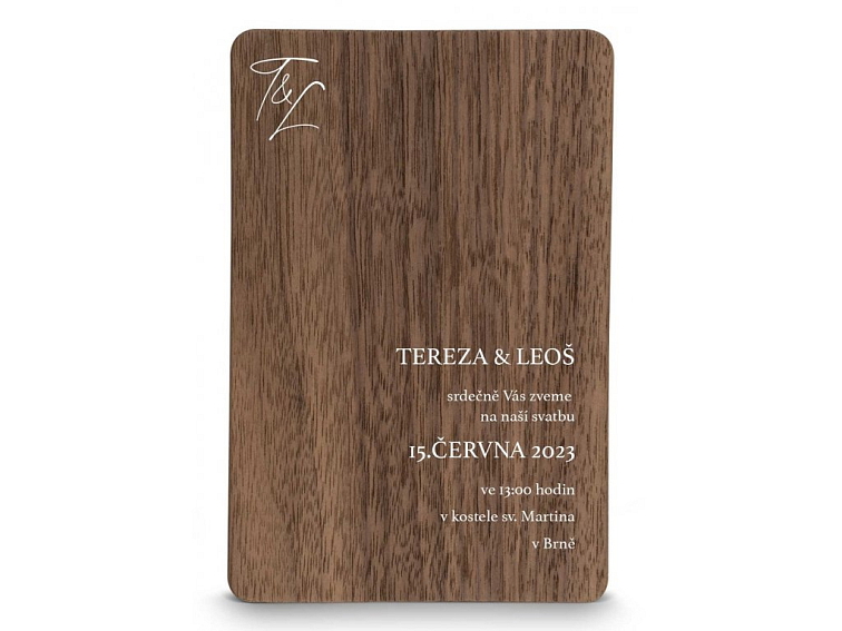 Dřevěné svatební oznámení EASY