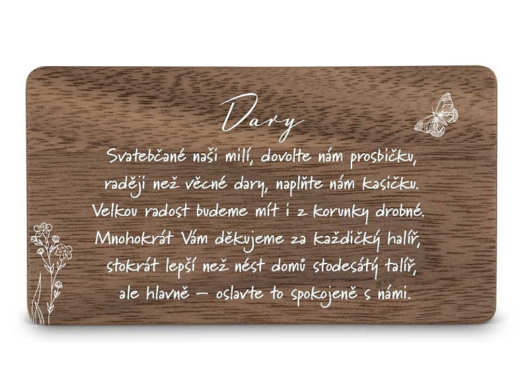 Dřevěná kartička DARY - LOUKA