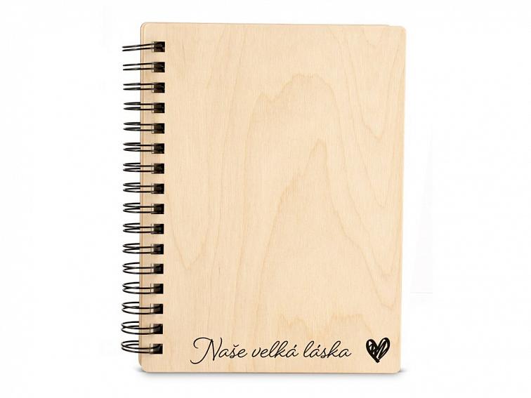 Dřevěný zápisník SRDCE