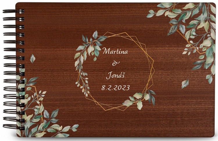 Dřevěné fotoalbum ŠESTIHRAN LISTY