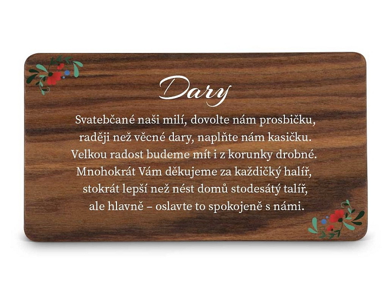 Dřevěná kartička DARY - FOLK