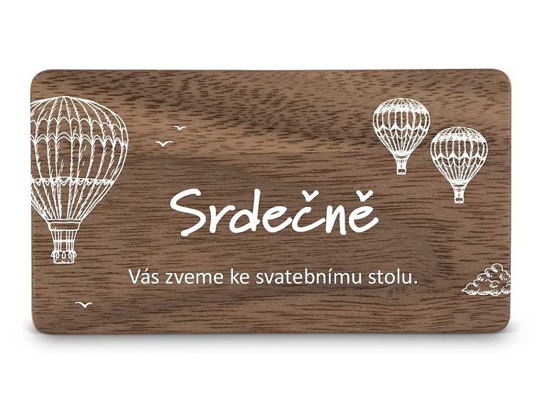 Dřevěná pozvánka ke stolu BALÓNY