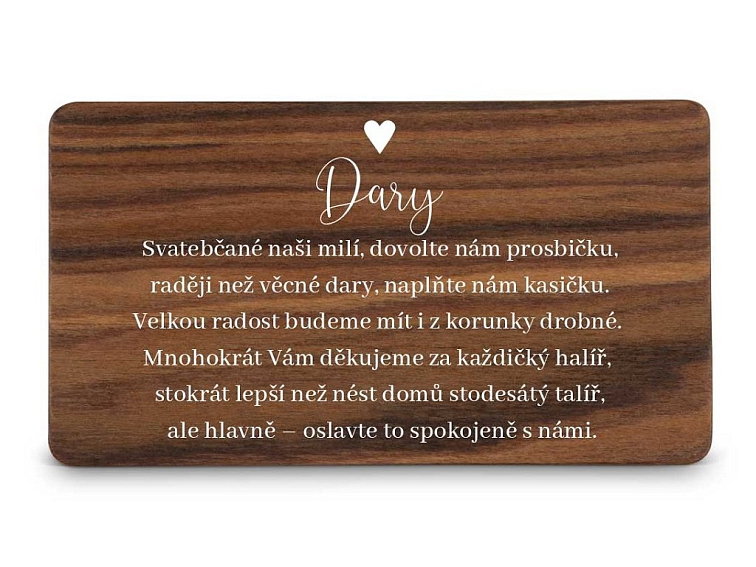 Dřevěná kartička DARY - LINE