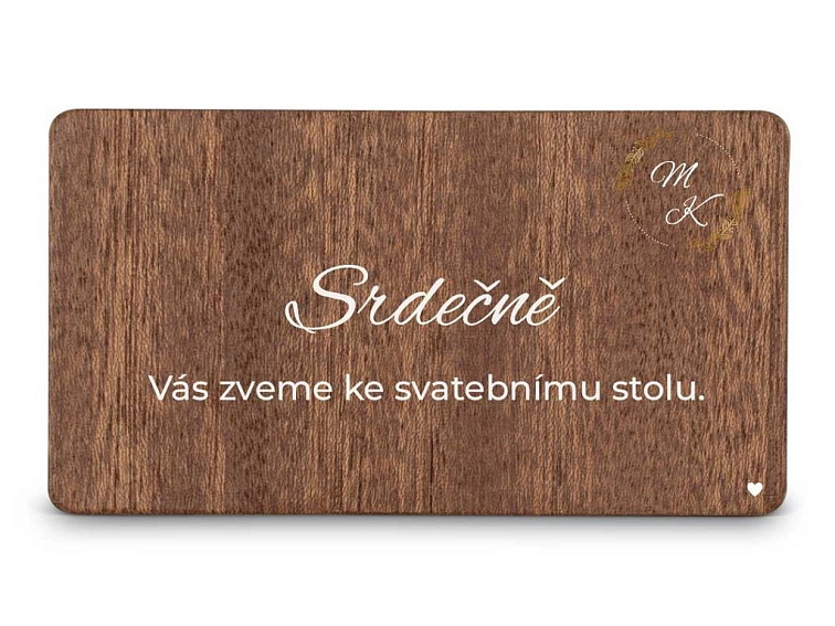 Dřevěná pozvánka ke stolu MONOGRAM