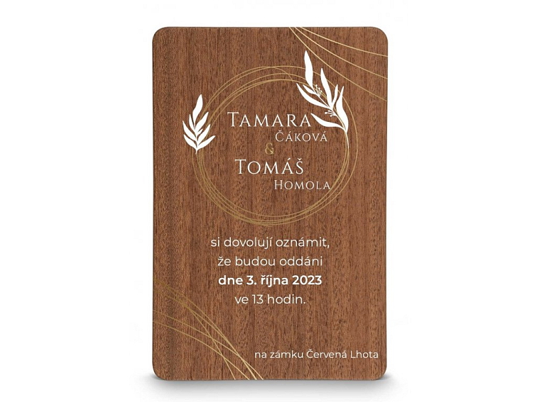 Dřevěné svatební oznámení CIRCLE