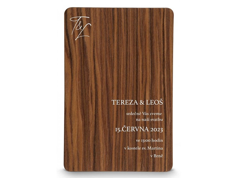Dřevěné svatební oznámení EASY