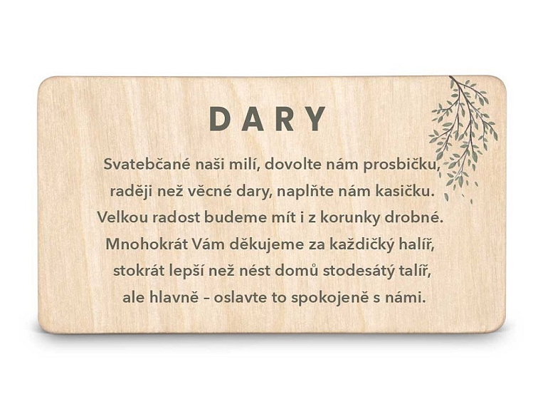 Dřevěná kartička DARY - PODZIM