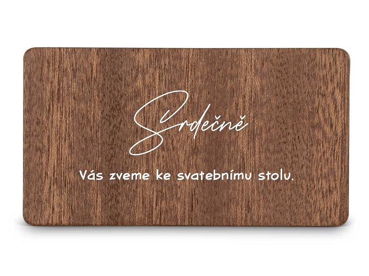 Dřevěná pozvánka ke stolu TEXT