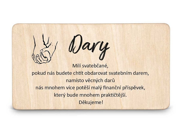 Dřevěná kartička DARY - ADULT HANDS