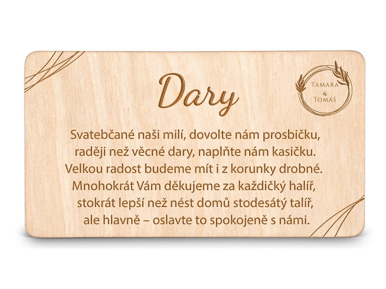 Dřevěná kartička DARY - CIRCLE