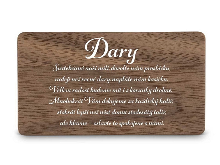 Dřevěná kartička DARY - DOT